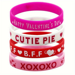 8pcs Pink Silicone Bracelet Holiday Gift for Women Party Rubber Bracelet