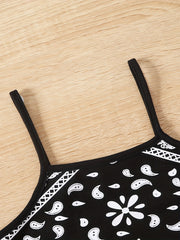 Girl's Paisley Pattern Cami Top for Summer Music
