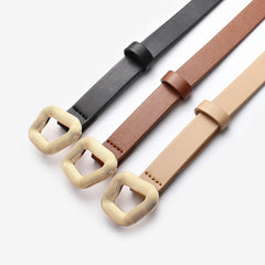 3pcs Geometric Buckle PU Leather Belt Retro Casual Jeans Belt