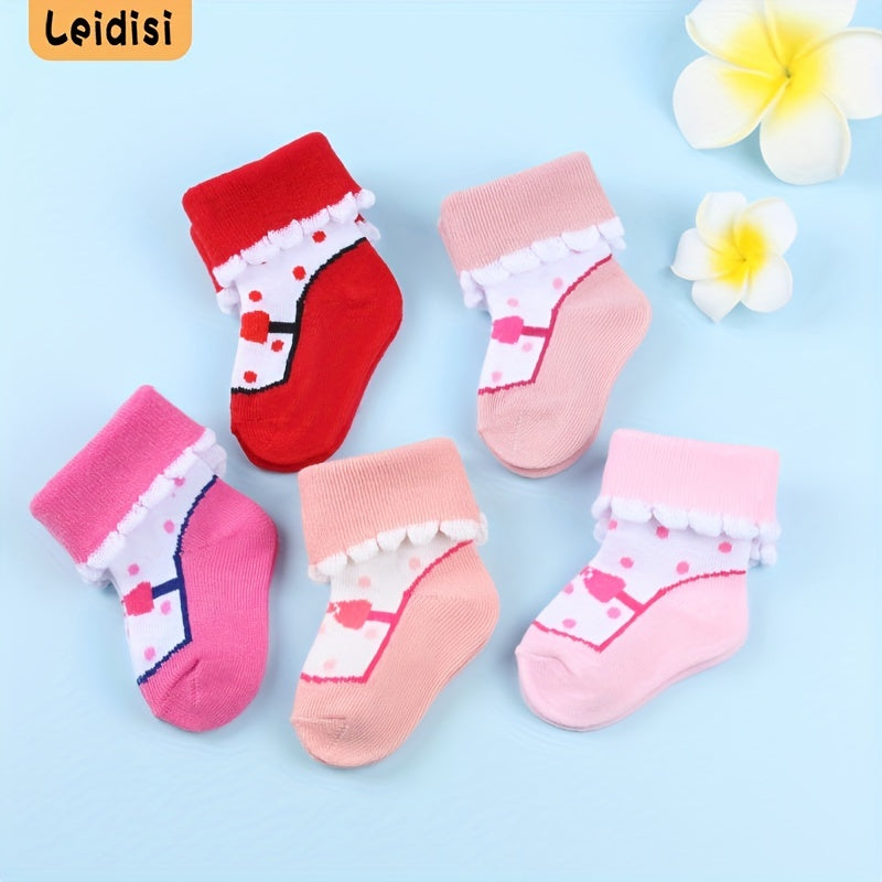 3 Pairs Baby Girls Princess Bow Dot Pattern Lace Crew Socks