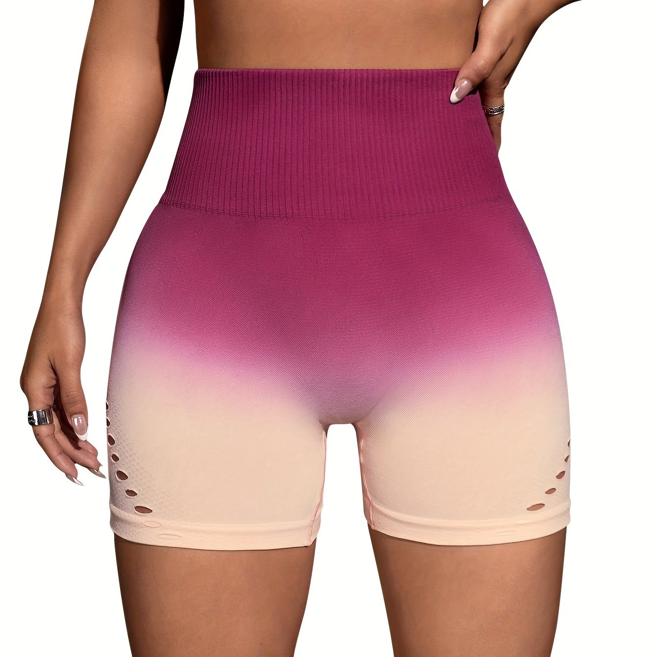Gradient High Waist Cutout Legging Shorts
