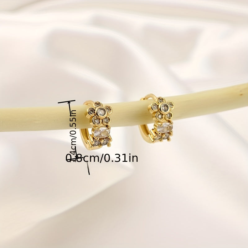 Geometric Flower Earrings Copper Zircon Jewelry