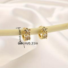 Geometric Flower Earrings Copper Zircon Jewelry