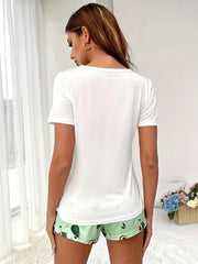 Avocado Print Pajamas Set Short Sleeve Top & Shorts