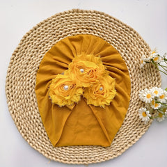 Baby Girls Flowers Pearl Cap Soft Head Wrap Head Decorative Accessory