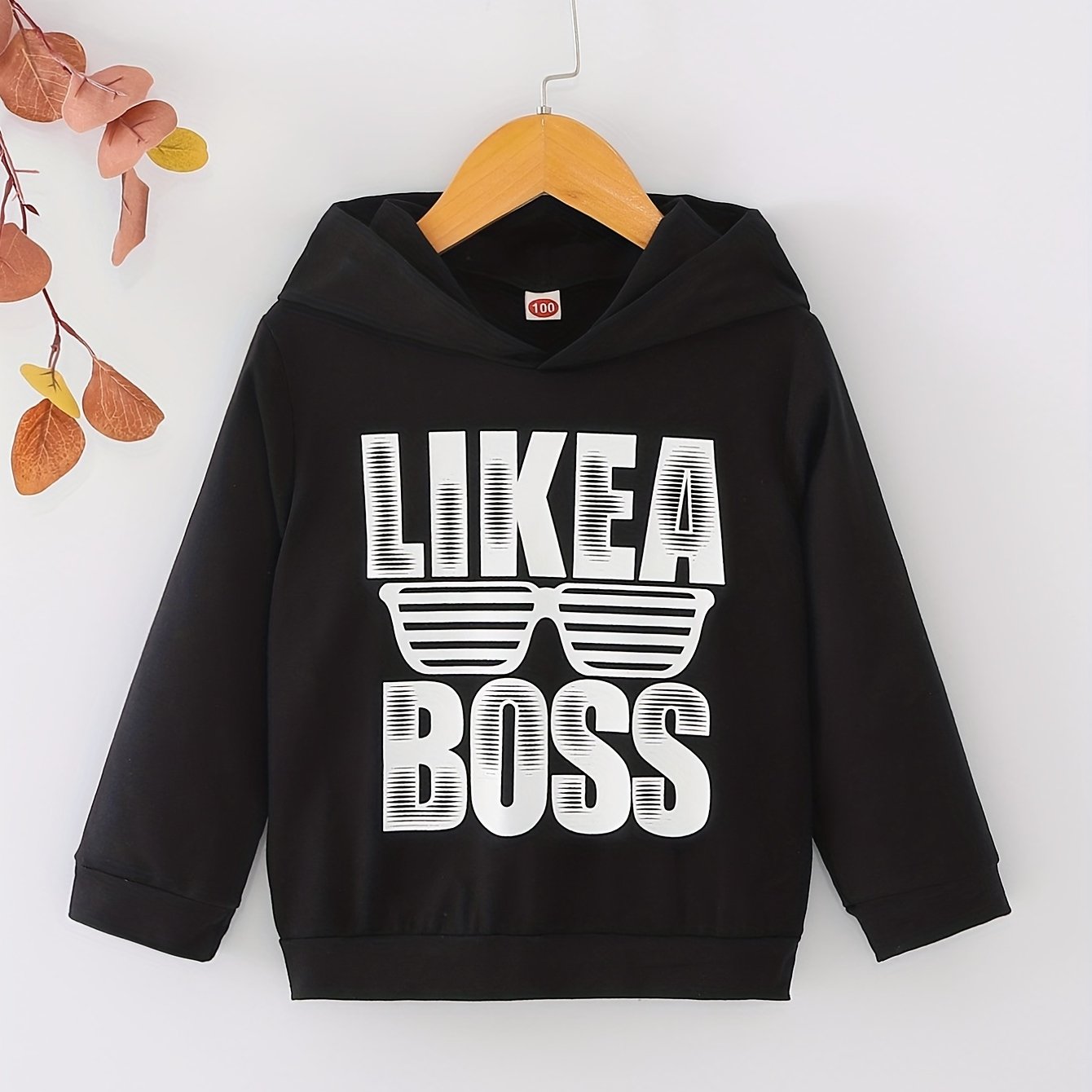 Letter Print Boys Hooded Sweatshirt Spring Fall Kids Clothing