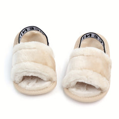 Baby Girl Furry Sandals Lightweight Anti Slip Open Toe Sandals