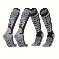 2 Pairs Winter Warm Ski Socks Men Thermal Cotton Blend Heated Crew Socks