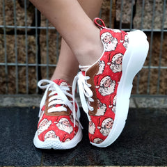 Christmas Women's Casual Sports Shoes Santa Claus Print Lightweight Non slip