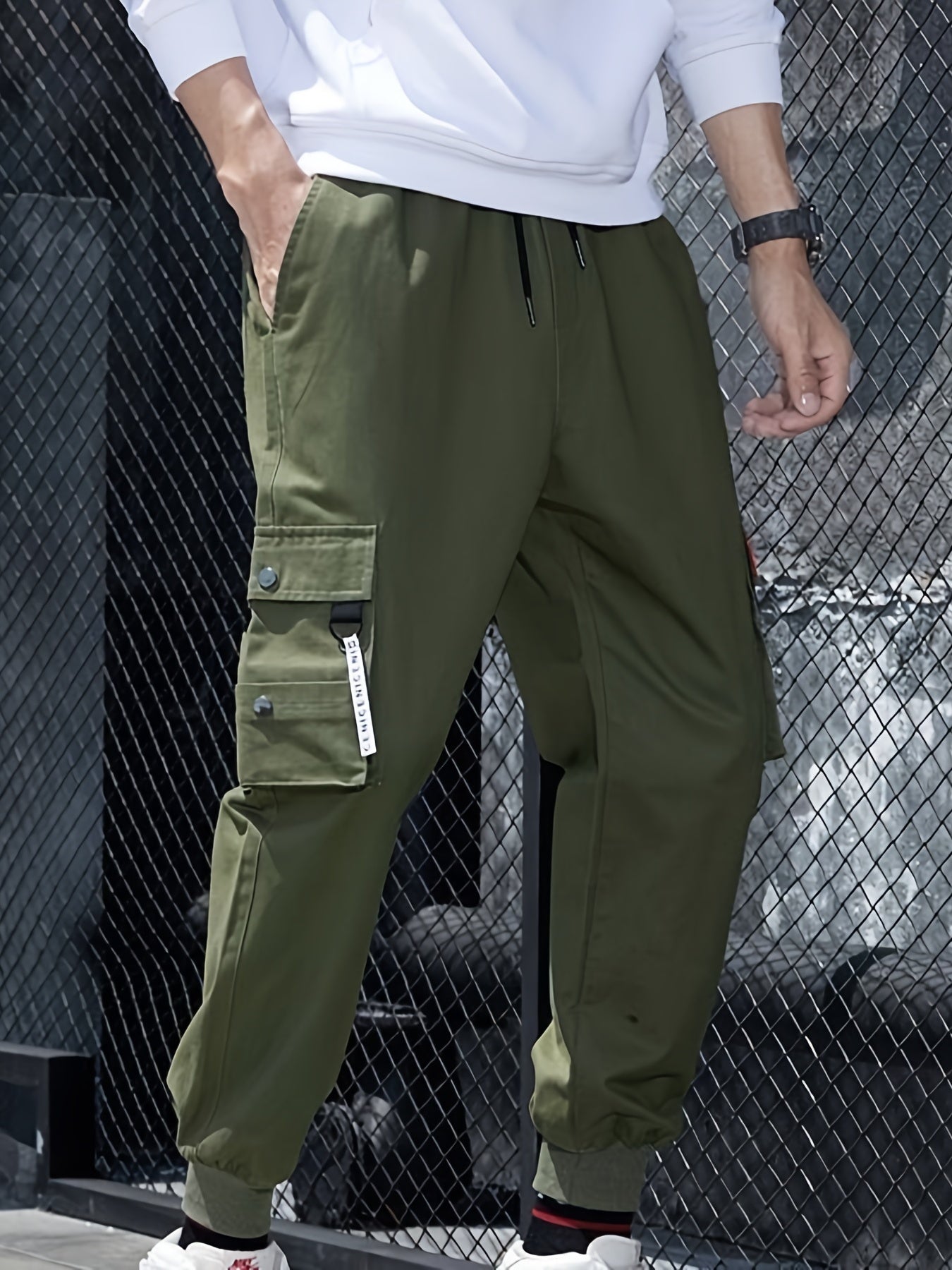 Men's Drawstring Cargo Jogger Pants Loose Fit