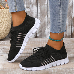 Mesh Breathable Woven Shoes Lace Up Walking Shoes