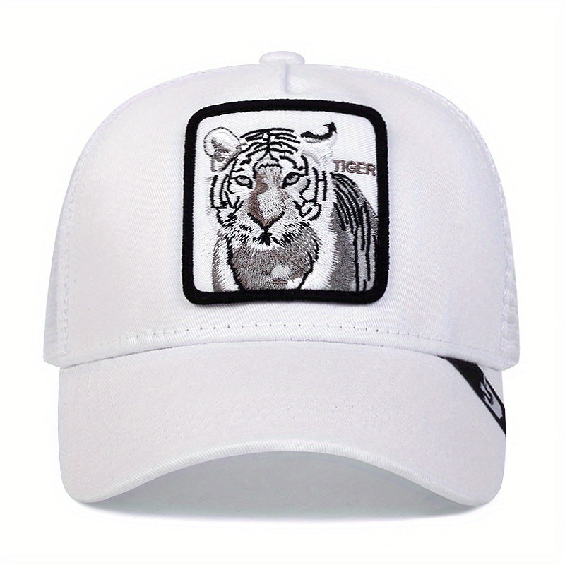 Tiger Patch Trucker Hat Mesh Anime Embroidery Dad Hats Animal Pattern