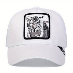 Tiger Patch Trucker Hat Mesh Anime Embroidery Dad Hats Animal Pattern