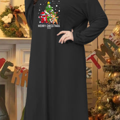 Christmas Lounge Dress Women's Plus Santa & Reindeer Tee