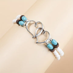 Rice Beads Wooden Beads Turquoise Love Anklet Beach Style Boho Foot Jewelry