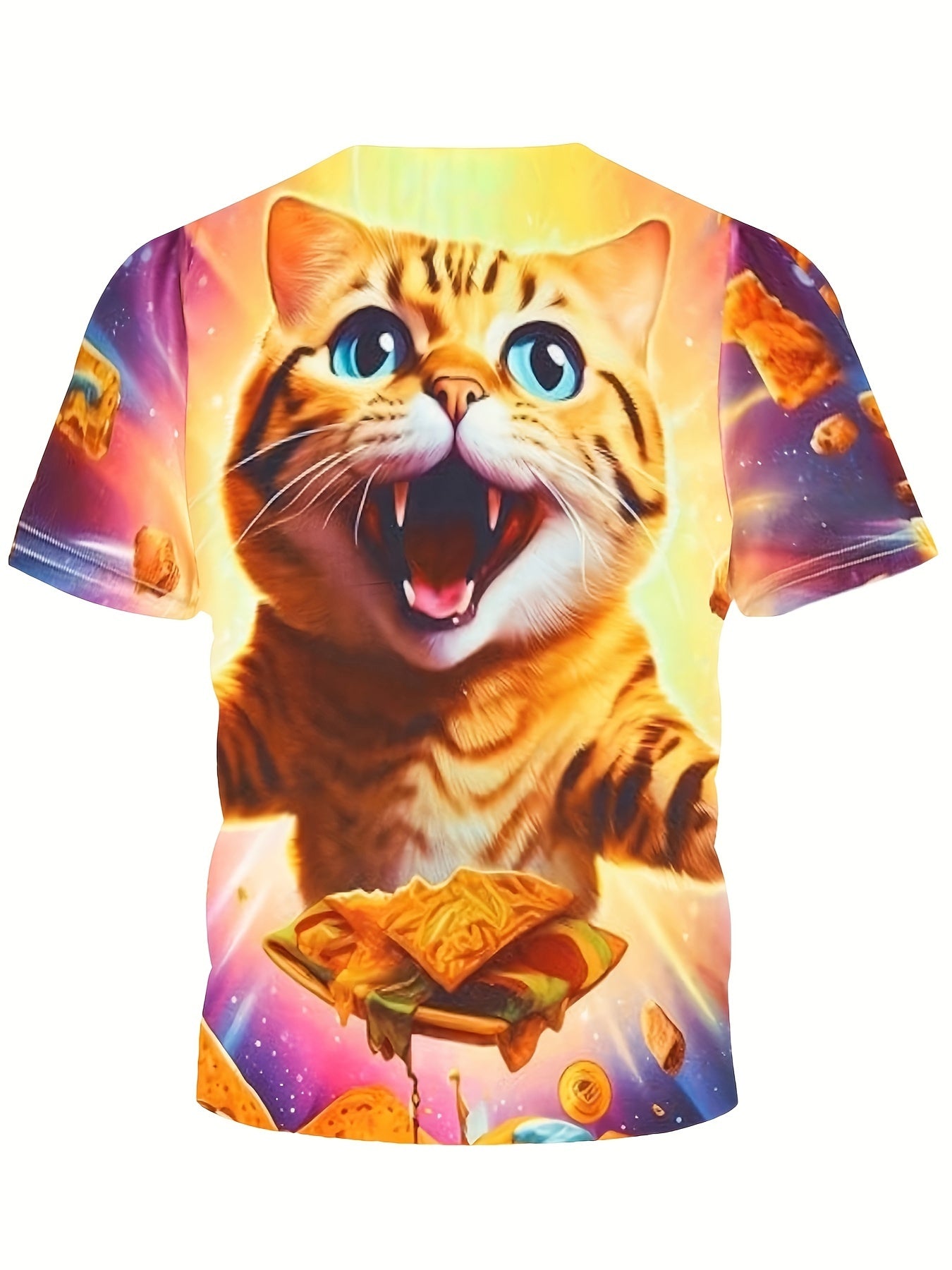 3D Kitty Graphic Crew Neck Short Sleeve T shirt