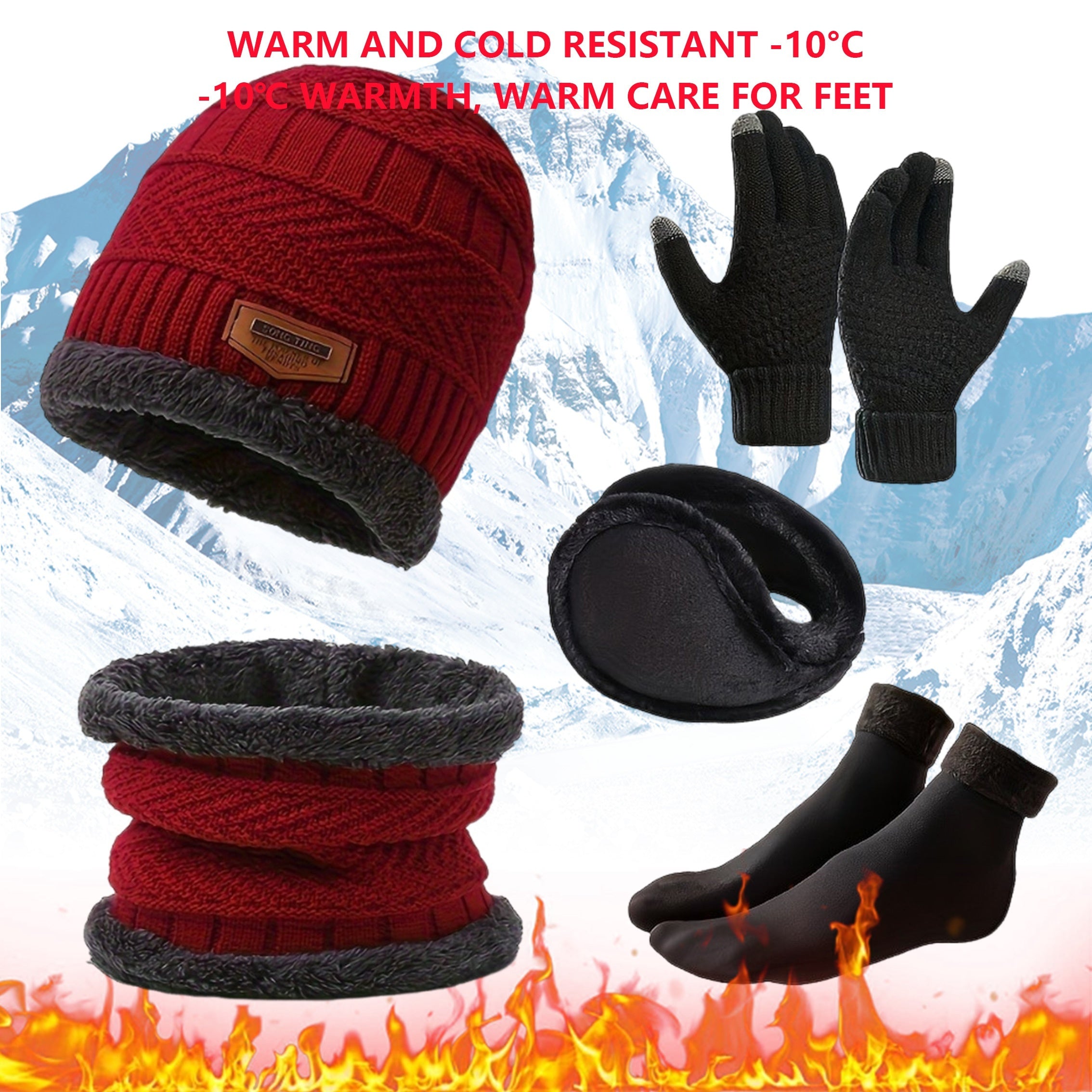 5pc Thermal Insulated Winter Warmth Set Extreme Cold Weather Clothing