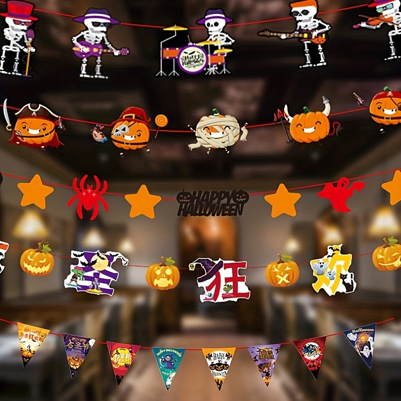 Halloween Pumpkin Ghost Theme Banner Party Decoration Supplies