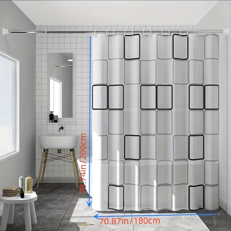 Small Checkered PEVA Shower Curtain Waterproof Bath Curtain