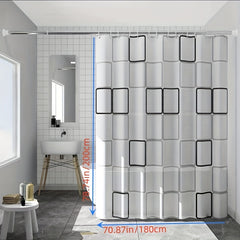 Small Checkered PEVA Shower Curtain Waterproof Bath Curtain