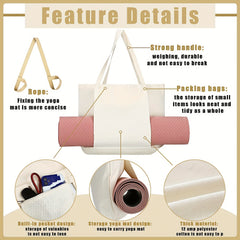 Large Capacity Yoga Mat Storage Bag Canvas Outdoor Exercise Fitness Suit Bag