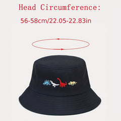 Little Dinosaur Embroidered Bucket Hat Men Women Outdoor Sunscreen Basin Hat