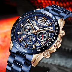 LIGE Waterproof Boys Watch Business Sports Quartz Chronograph Wristwatch