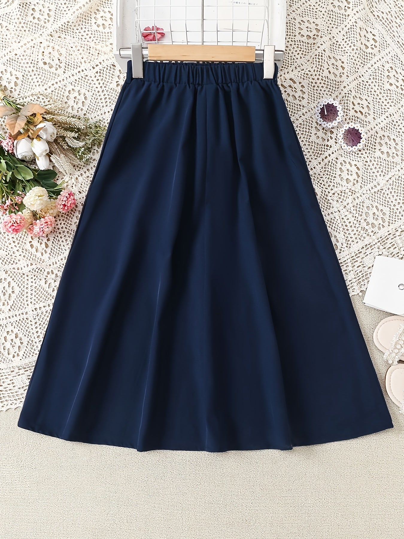 Girls' High Waist Casual Long Skirt Elastic Teen Kids Style