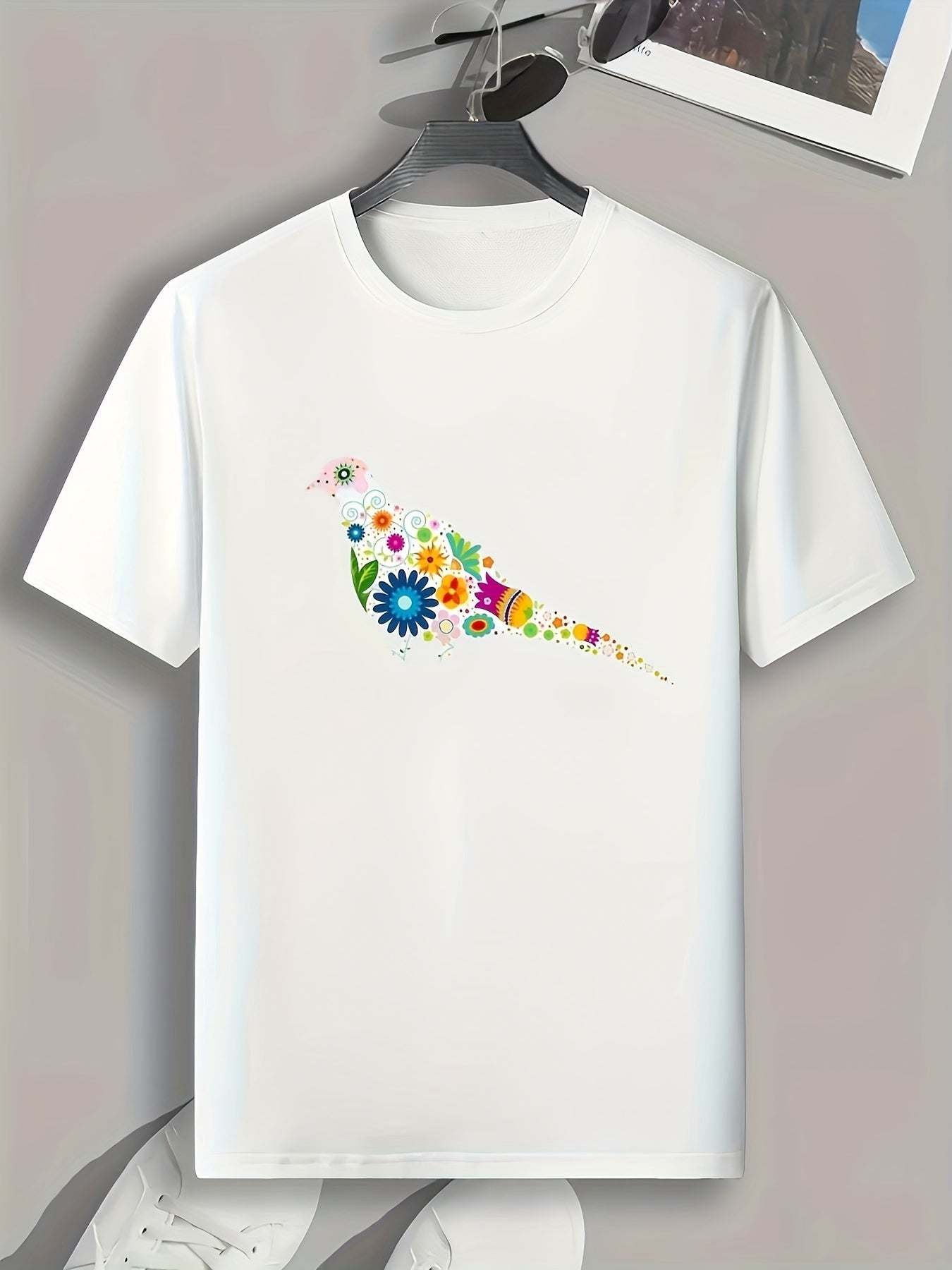 Bird Pattern Print Men's Sports T-shirt Graphic Tee
