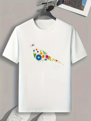 Bird Pattern Print Men's Sports T-shirt Graphic Tee