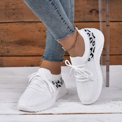 Leopard Print Knit Socks Sneakers Soft Sole Casual Running Shoes