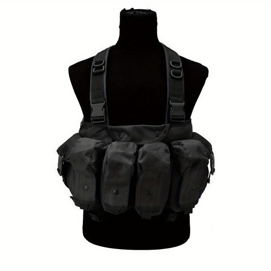 Outdoor Chest Rig With Magazine Pouch Adjustable Vest Tan Green