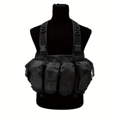 Outdoor Chest Rig With Magazine Pouch Adjustable Vest Tan Green