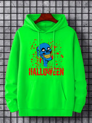 Men's Cartoon Skull Graphic Hoodie Halloween Style Drawstring Sweatshirt