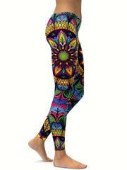 Flower Print Leggings for Yoga Running Fitness