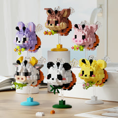 Cute Animal Figures Desk Decor with Floral Accents - Perfect Holiday Gift
