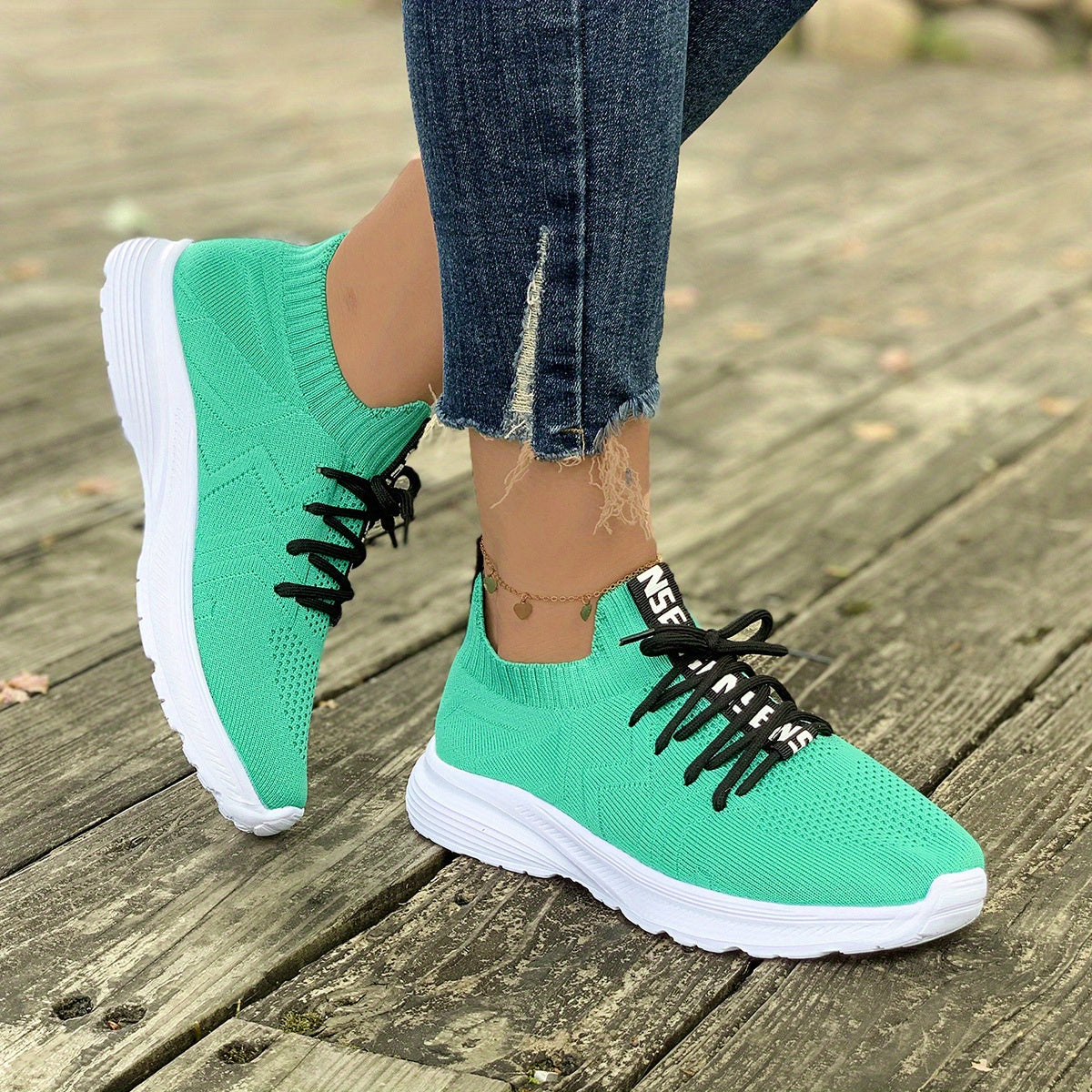 Women's Knit Sports Shoes Breathable Low Top Running Gym Casual Sneakers