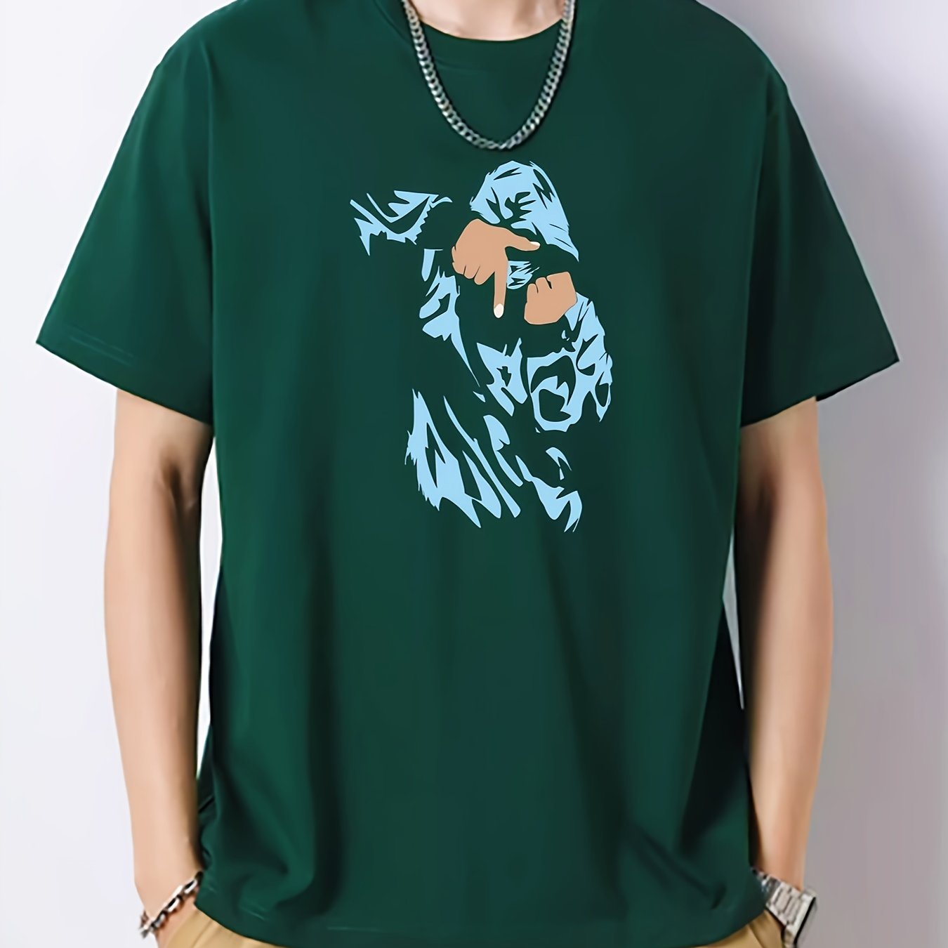 Men's Portrait Pattern Slim Fit T-shirt - Spring/Summer Holiday Top