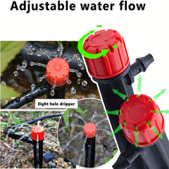 50pcs Adjustable 360 Degree Drip Emitters for 1/4 Drip Irrigation Tubing