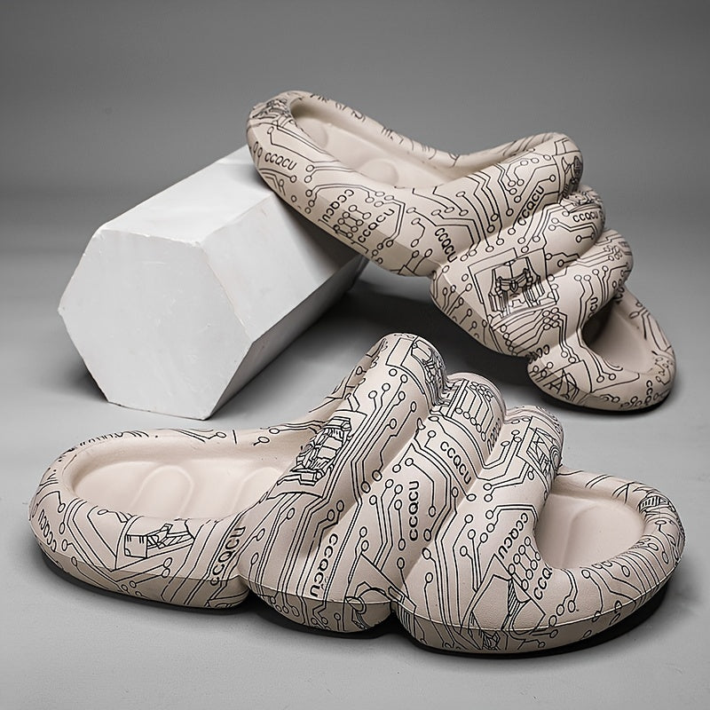 Men's Graphic Cloud Slides Non Slip Slippers