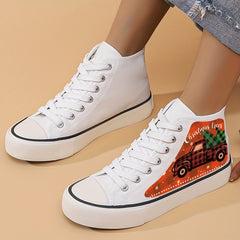 Christmas Truck Lightweight High Top Canvas Sneakers