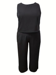 Solid Tank Top & Wide Leg Pants 2 Piece Set