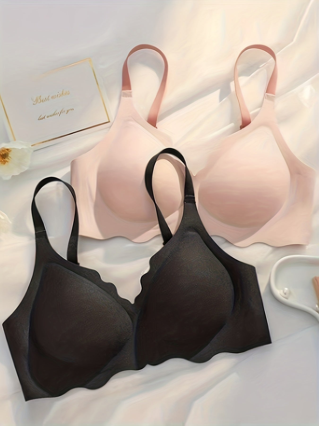Colorblock Wave Trim Wireless Bra Women's Lingerie & Underwear