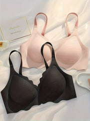 Colorblock Wave Trim Wireless Bra Women's Lingerie & Underwear