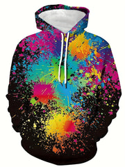 Colorful Paint Print Hoodies For Men Graphic Hoodie With Kangaroo Pocket