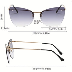 Y2K Rimless Cat Eye Gradient Sunglasses UV400 Sun Shades