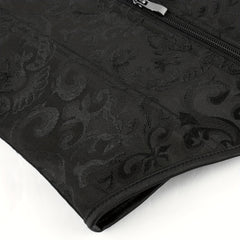 Jacquard Strapless Corset Bustier Tummy Control Lace Up Zipper Body Shaper