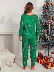 Christmas Print Pajama Set Long Sleeve Top & Pants Women's Loungewear