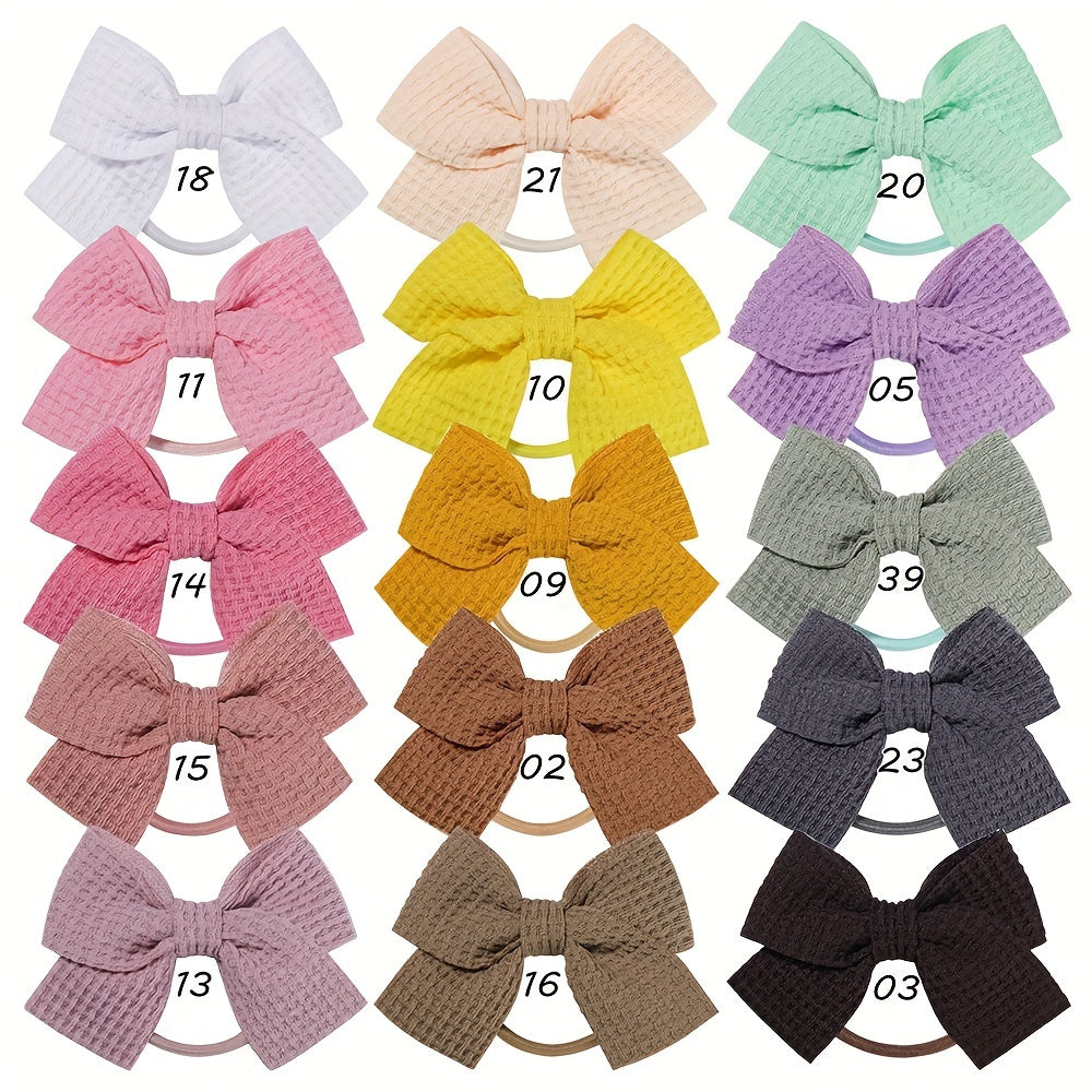 15pcs Plain Bow Hair Ties For Girls Hair Bands Kids Accessories