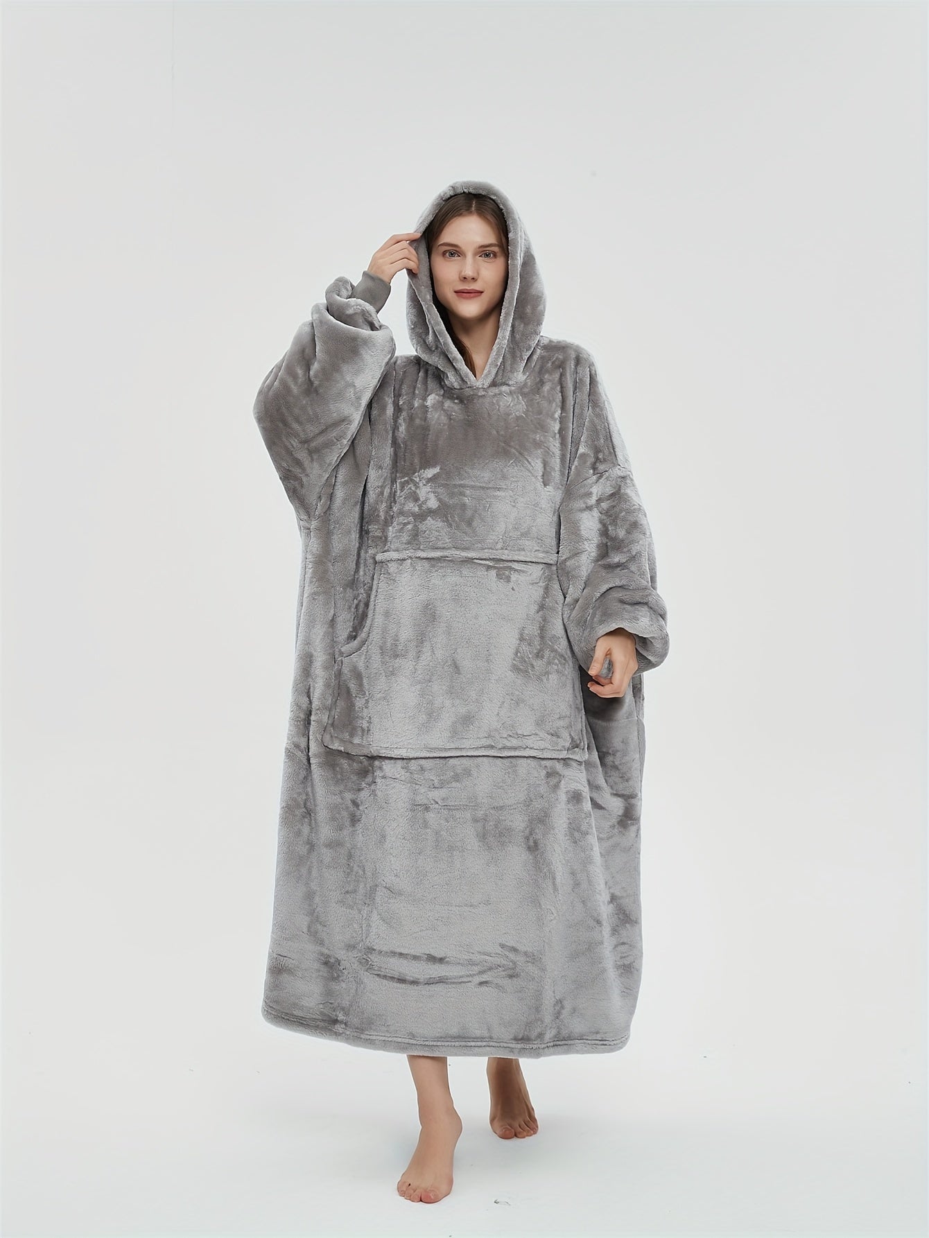 Cozy Hooded Night Robe with Pockets